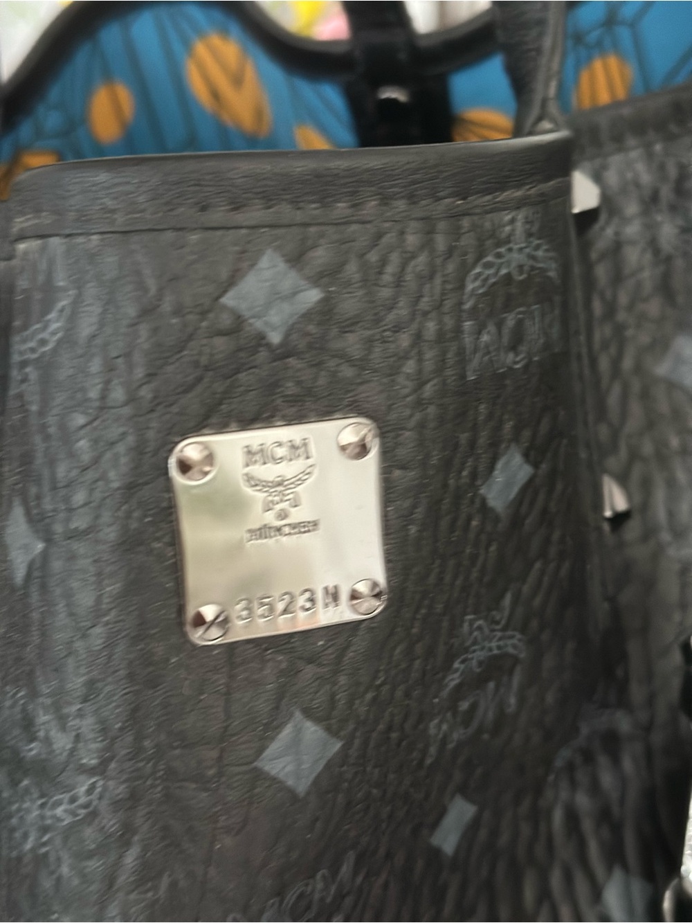 MCM Black Visetos Reversible Tote with Blue Interior and Matching Pouch - Picture 4 of 8